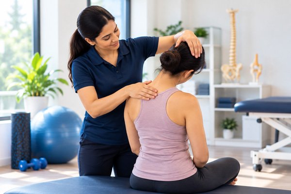 Physiotherapy for neck and shoulder mobility exercise
