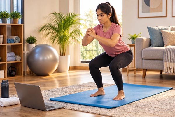 Telehealth physiotherapy exercise during a physiotherapy session